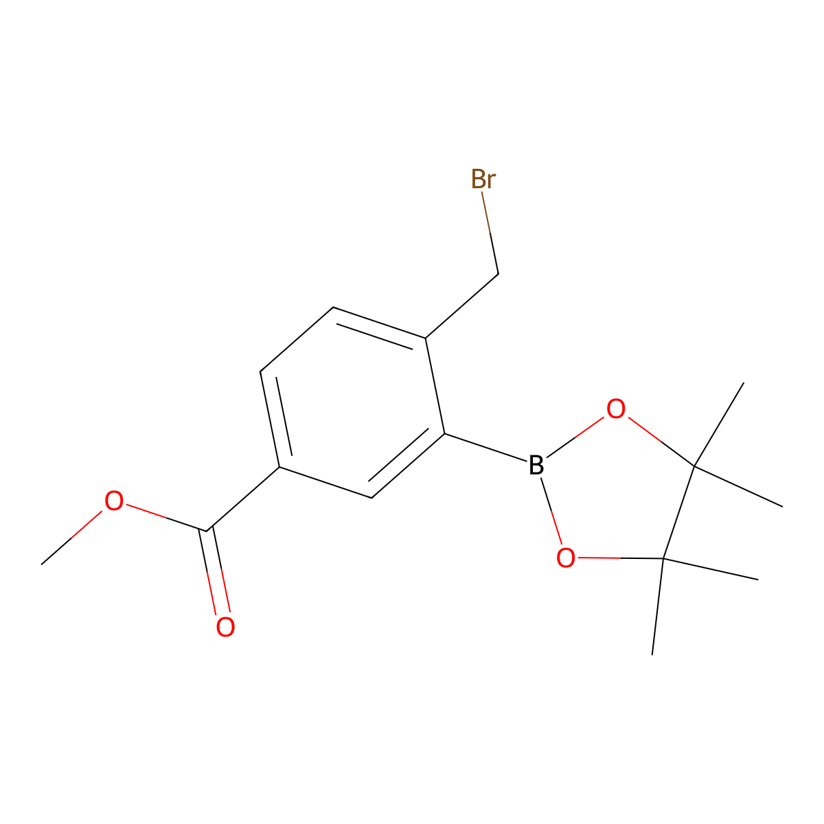 Methyl 4-(bromomethyl)-3-(tetramethyl-1,3,2-dioxaborolan-2-yl)benzoate molecular structure, CAS 1626407-50-8
