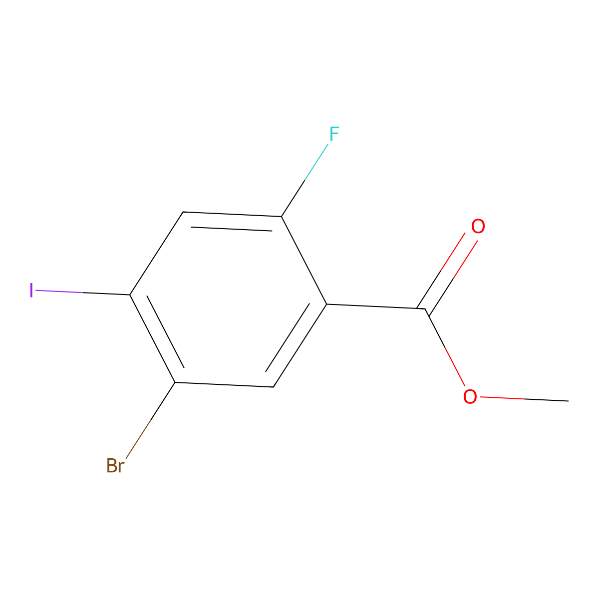5-Bromo-2-fluoro-4-iodo-benzoic acid methyl ester molecular structure, CAS 1626409-45-7