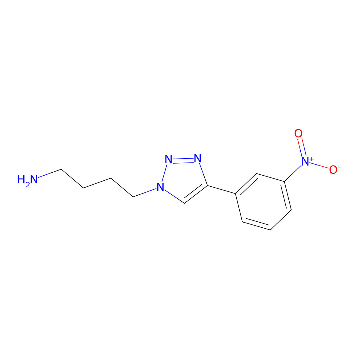 4-[4-(3-nitrophenyl)-1H-1,2,3-triazol-1-yl]butan-1-amine molecular structure, CAS 1626413-51-1