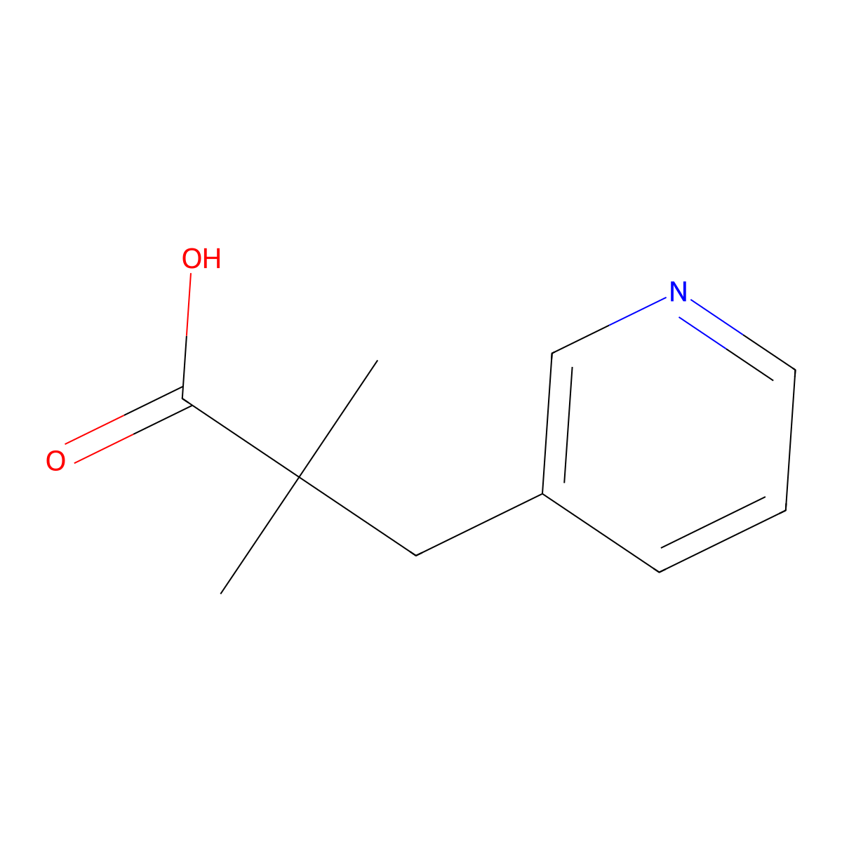 2,2-Dimethyl-3-(pyridin-3-yl)propanoic acid molecular structure, CAS 162648-14-8