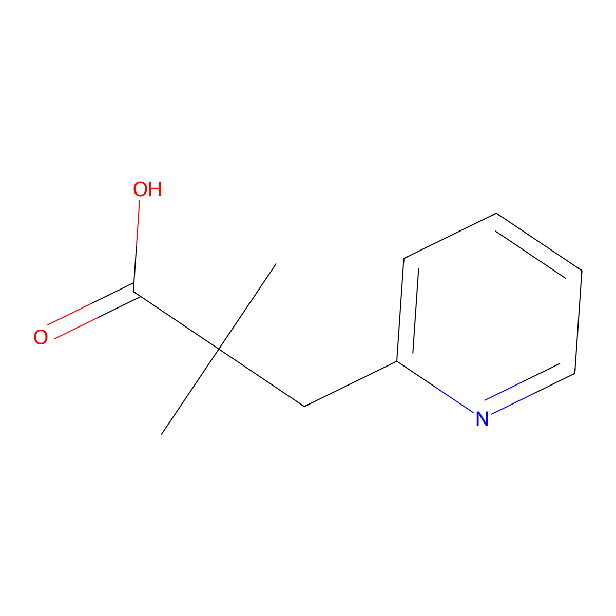 2,2-Dimethyl-3-(pyridin-2-yl)propanoic acid molecular structure, CAS 162648-22-8