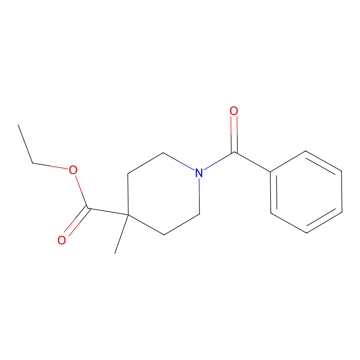 Ethyl 1-benzoyl-4-methylpiperidine-4-carboxylate molecular structure, CAS 162648-30-8