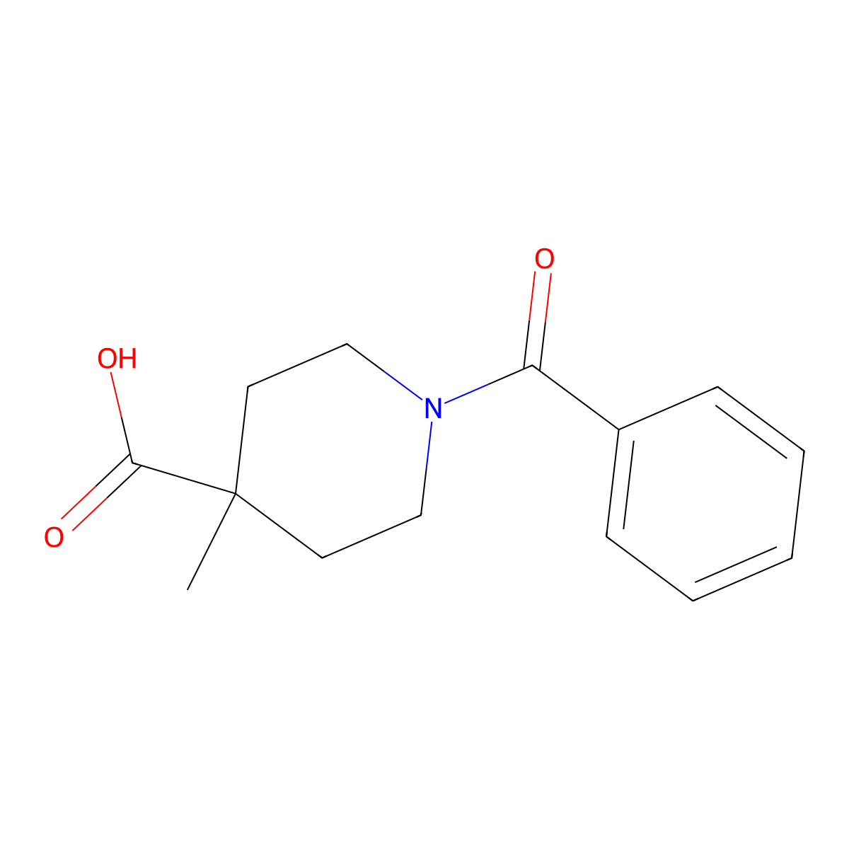 1-Benzoyl-4-methyl-4-piperidinecarboxylic acid molecular structure, CAS 162648-31-9