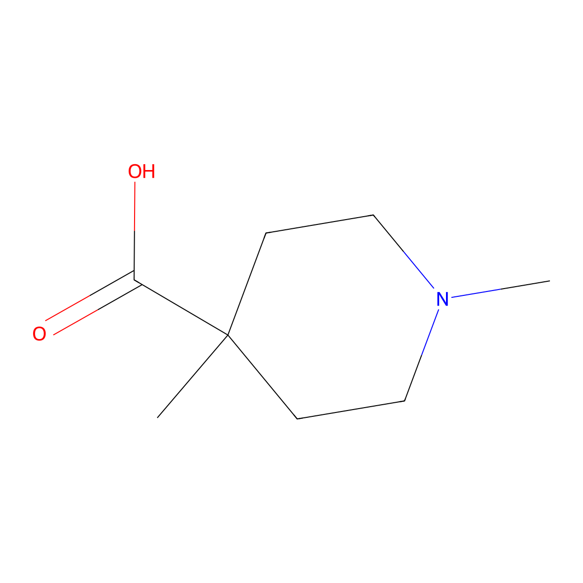1,4-Dimethylpiperidine-4-carboxylic acid molecular structure, CAS 162648-33-1