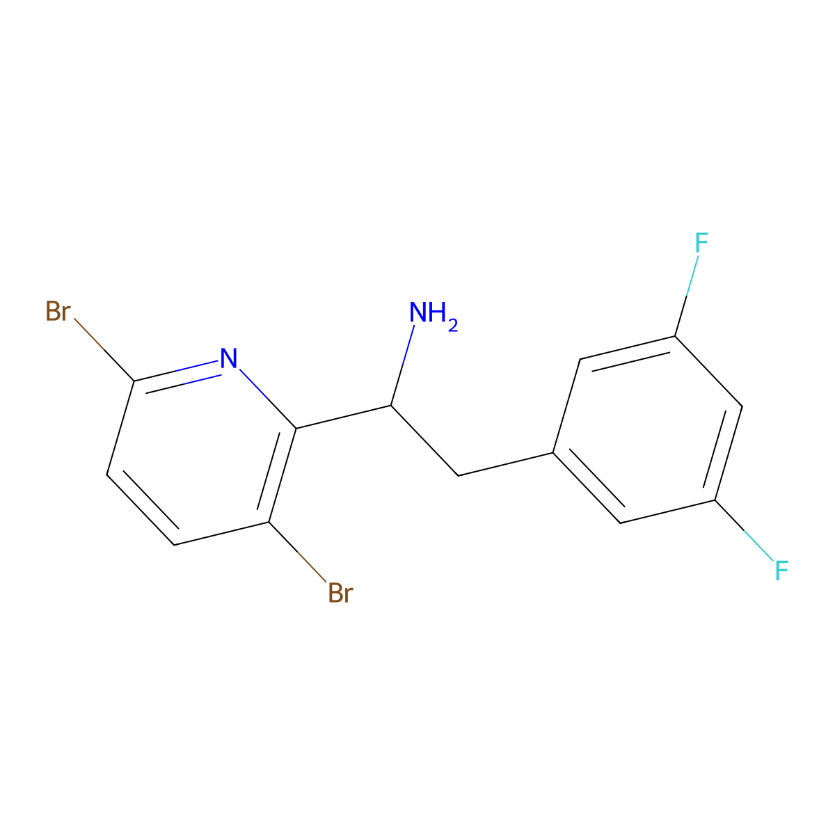 (S)-1-(3,6-Dibromopyridin-2-yl)-2-(3,5-difluorophenyl)ethan-1-amine molecular structure, CAS 1626481-45-5
