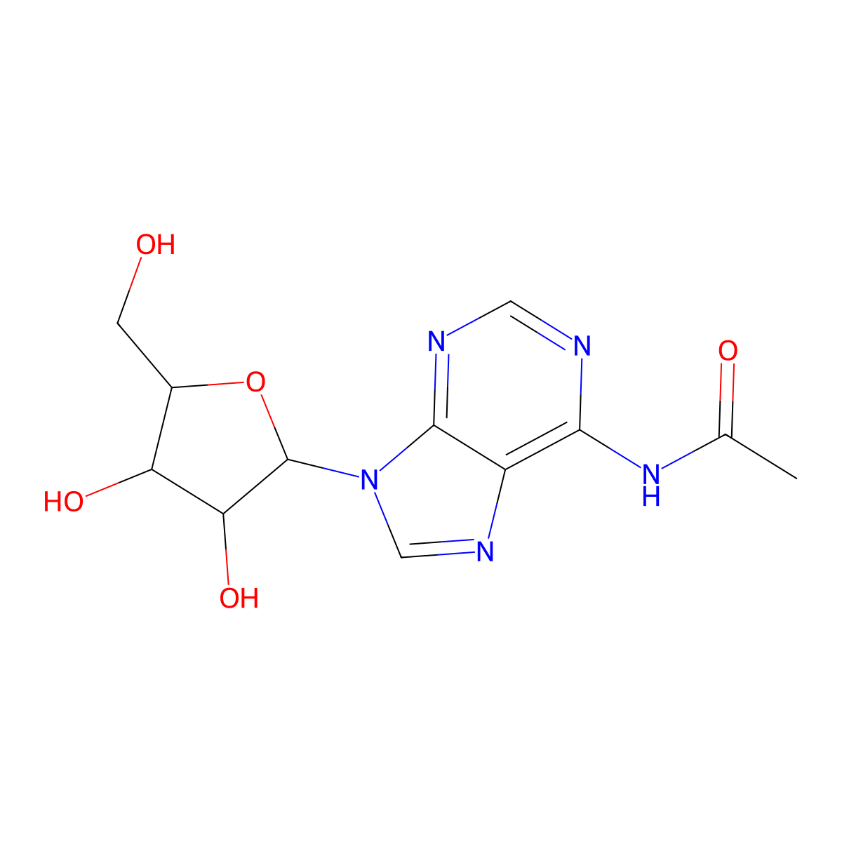 N-Acetyladenosine molecular structure, CAS 16265-37-5
