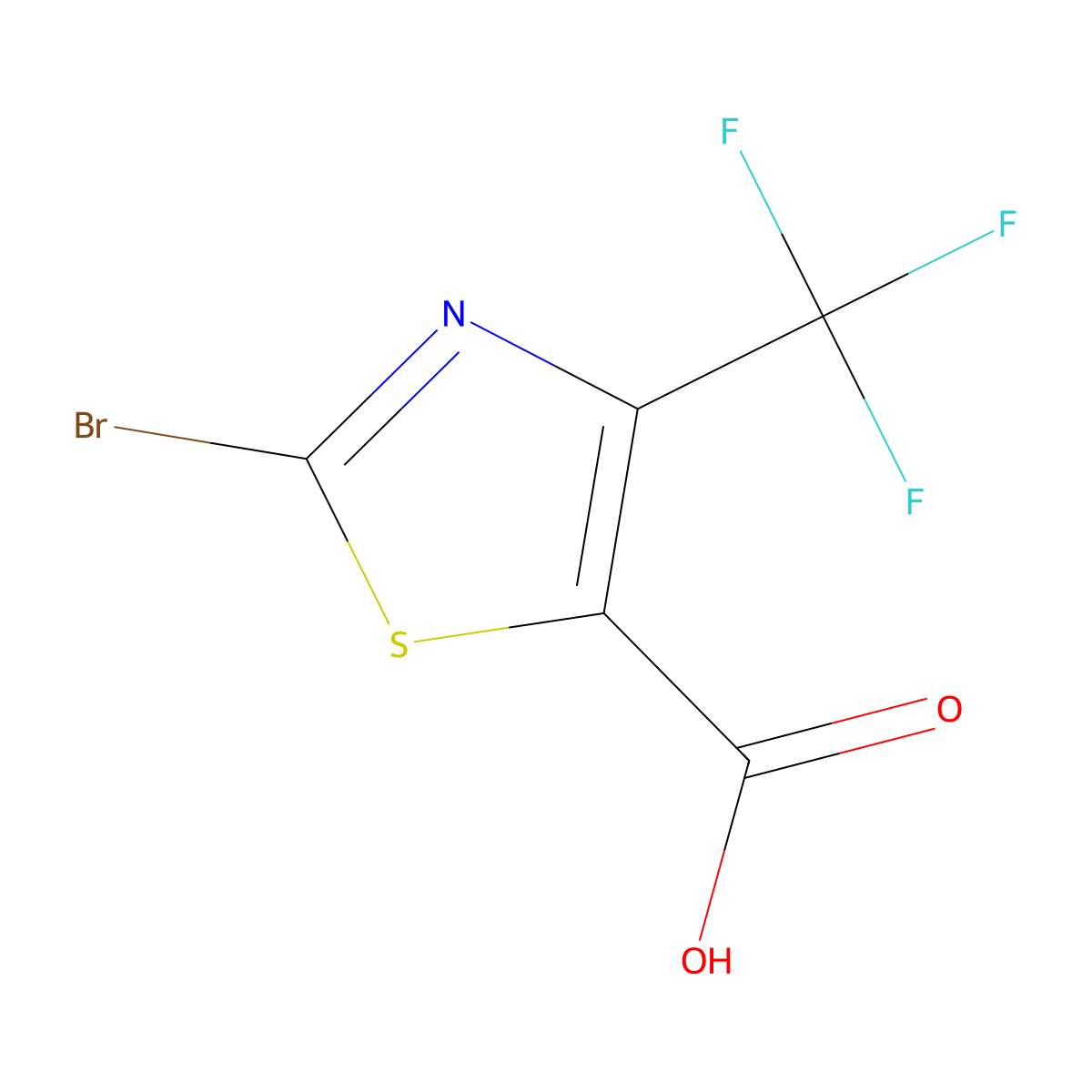 2-Bromo-4-(trifluoromethyl)-1,3-thiazole-5-carboxylic acid molecular structure, CAS 162651-07-2