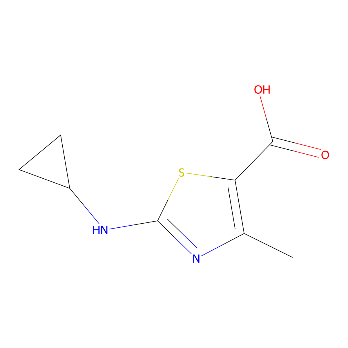 2-(Cyclopropylamino)-4-methyl-1,3-thiazole-5-carboxylic acid molecular structure, CAS 162651-10-7
