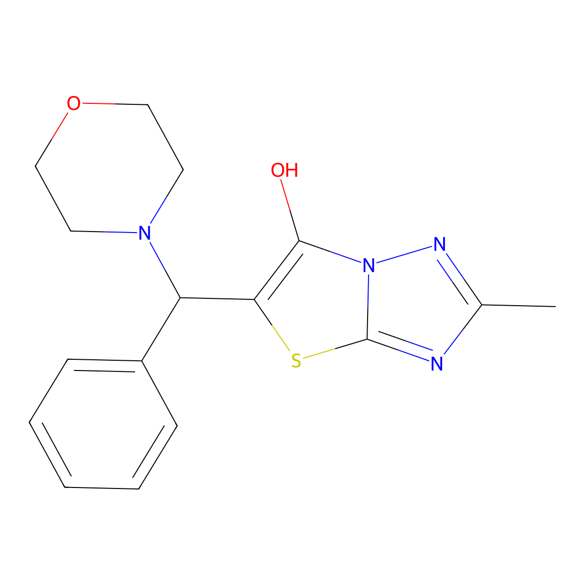 2-Methyl-5-(morpholino(phenyl)methyl)thiazolo[3,2-b][1,2,4]triazol-6-ol molecular structure, CAS 162661-11-2