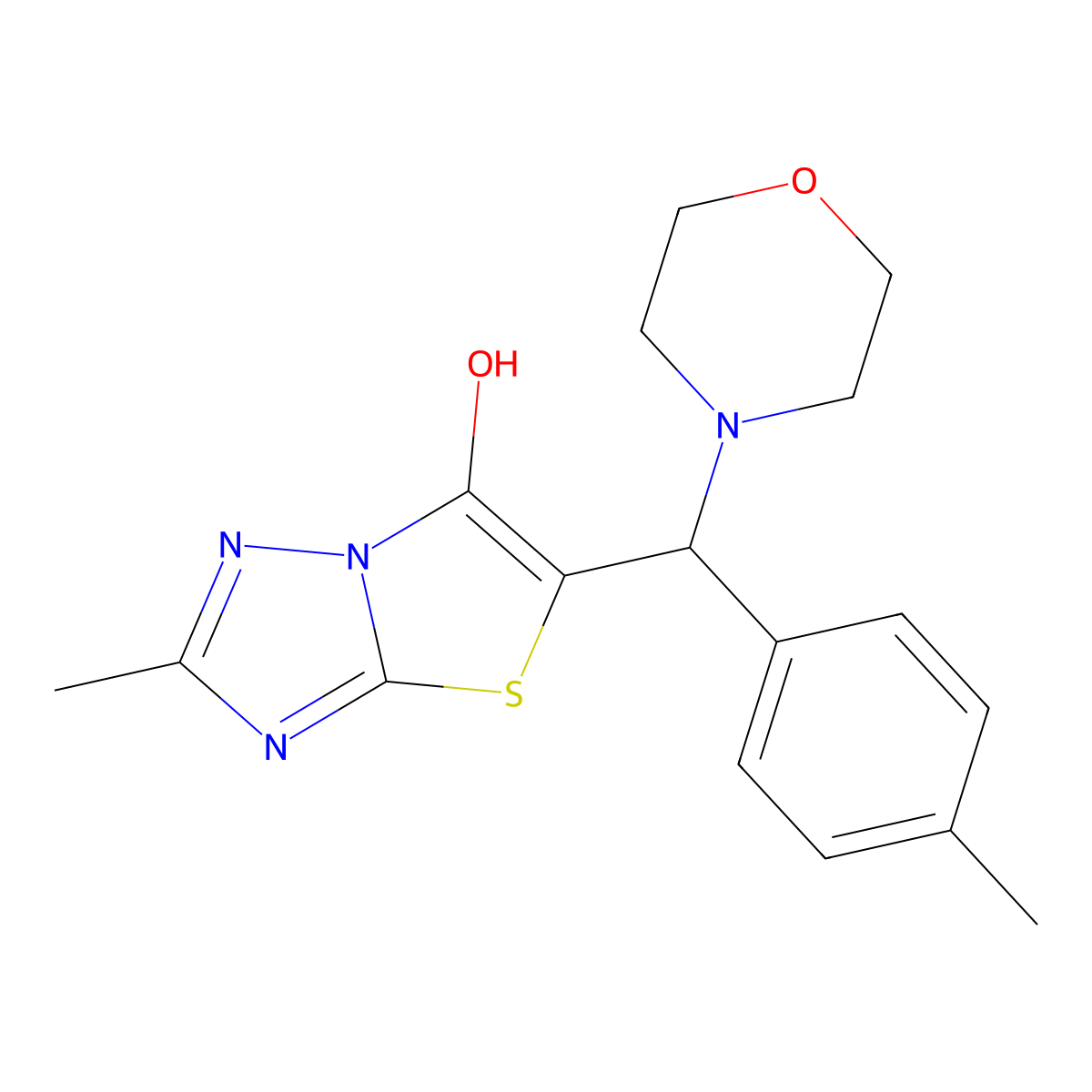 2-Methyl-5-(morpholino(p-tolyl)methyl)thiazolo[3,2-b][1,2,4]triazol-6-ol molecular structure, CAS 162661-15-6
