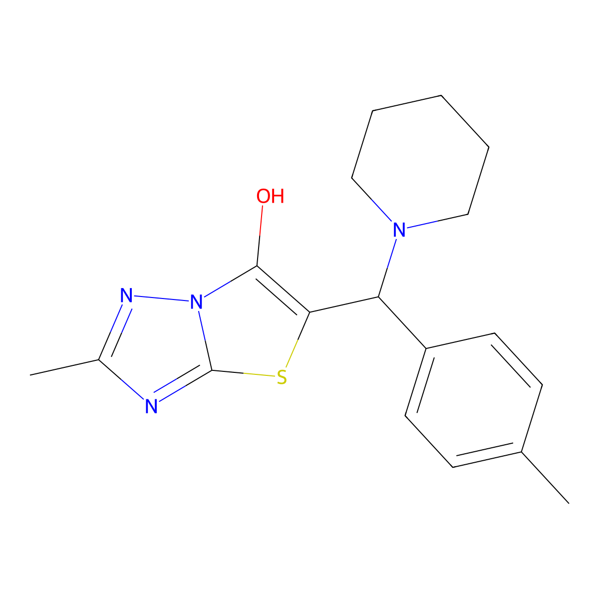 2-Methyl-5-(piperidin-1-yl(p-tolyl)methyl)thiazolo[3,2-b][1,2,4]triazol-6-ol molecular structure, CAS 162661-17-8