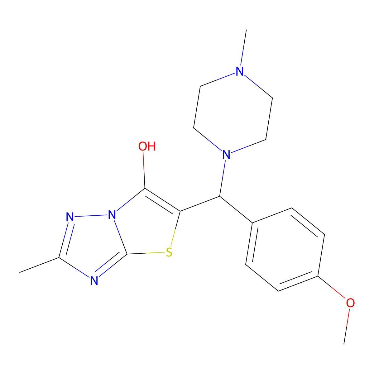 5-((4-Methoxyphenyl)(4-methylpiperazin-1-yl)methyl)-2-methylthiazolo[3,2-b][1,2,4]triazol-6-ol molecular structure, CAS 162661-20-3