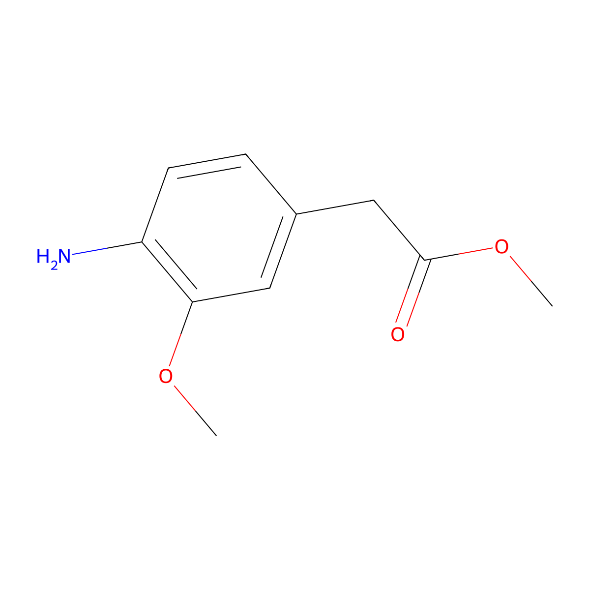 Methyl 2-(4-amino-3-methoxyphenyl)acetate molecular structure, CAS 162663-14-1