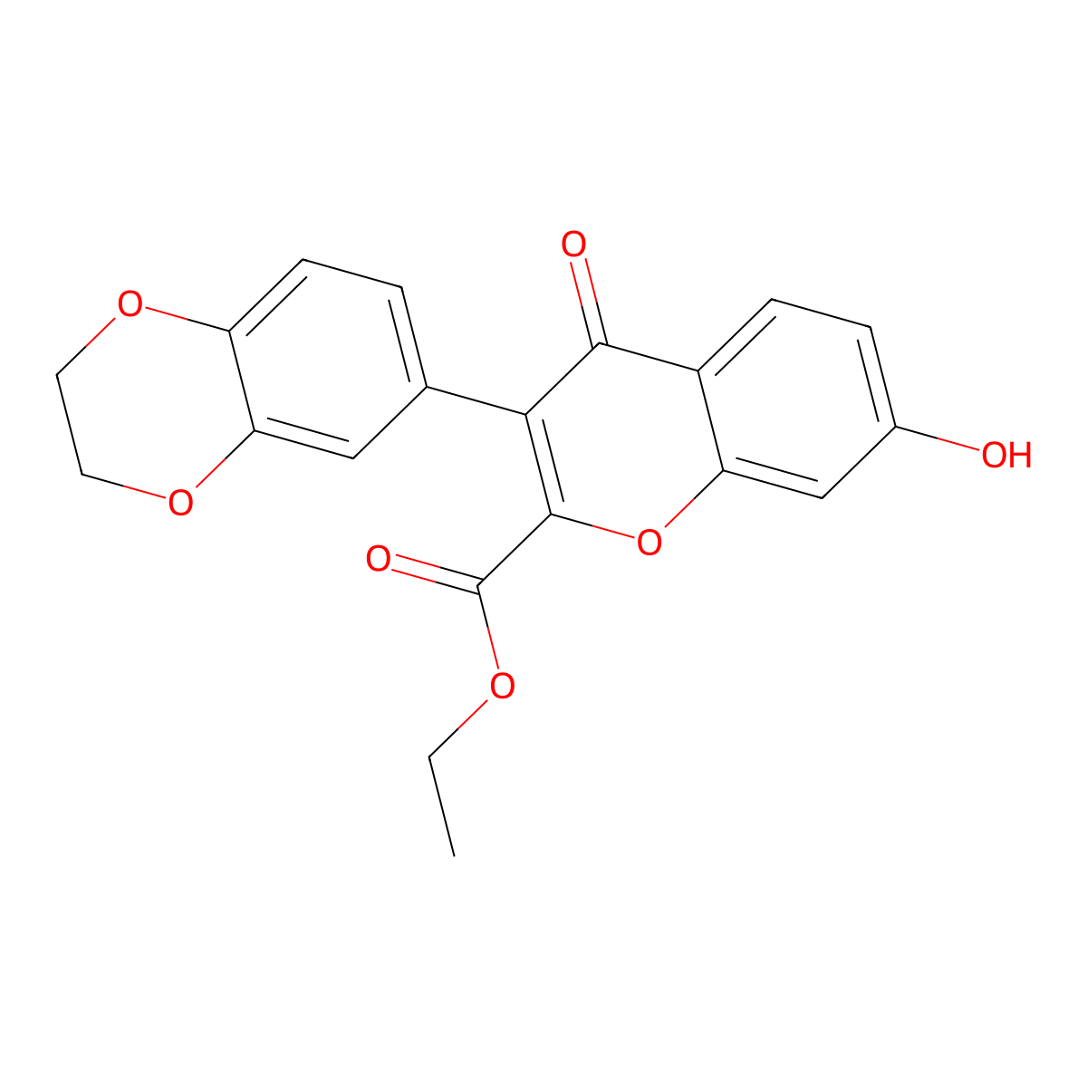 ethyl 3-(2,3-dihydro-1,4-benzodioxin-6-yl)-7-hydroxy-4-oxo-4H-chromene-2-carboxylate molecular structure, CAS 162665-02-3