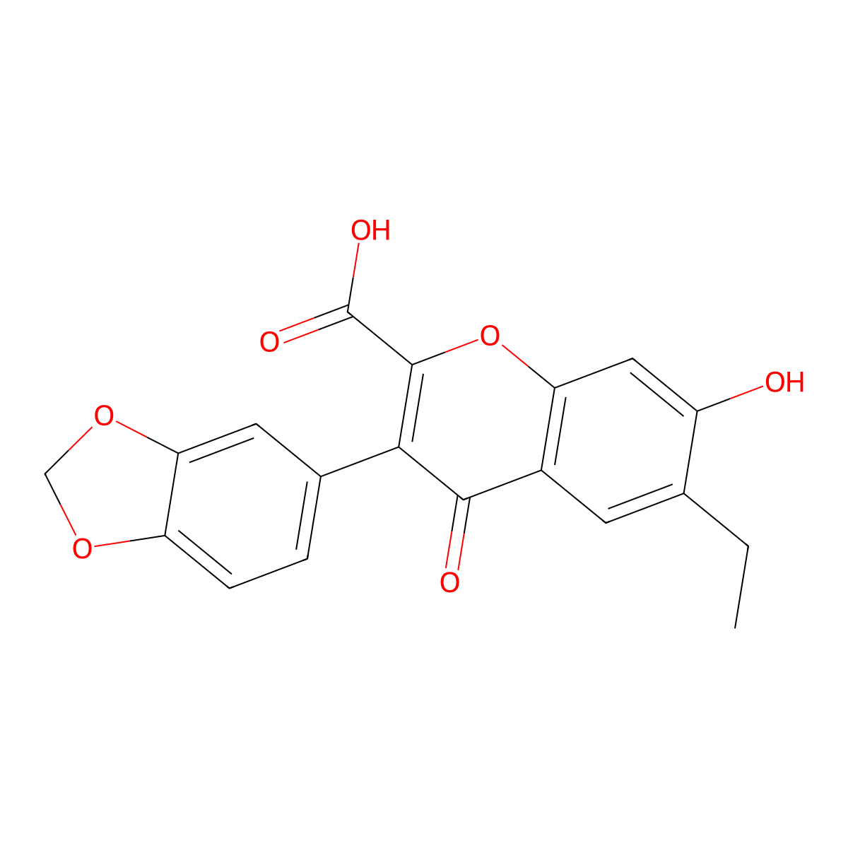 3-(Benzo[D][1,3]dioxol-5-YL)-6-ethyl-7-hydroxy-4-oxo-4H-chromene-2-carboxylic acid molecular structure, CAS 162665-04-5