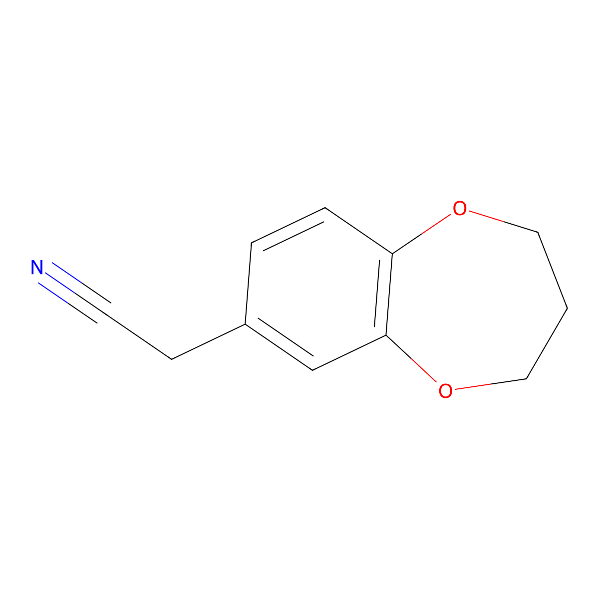 2-(3,4-dihydro-2H-1,5-benzodioxepin-7-yl)acetonitrile molecular structure, CAS 162665-09-0