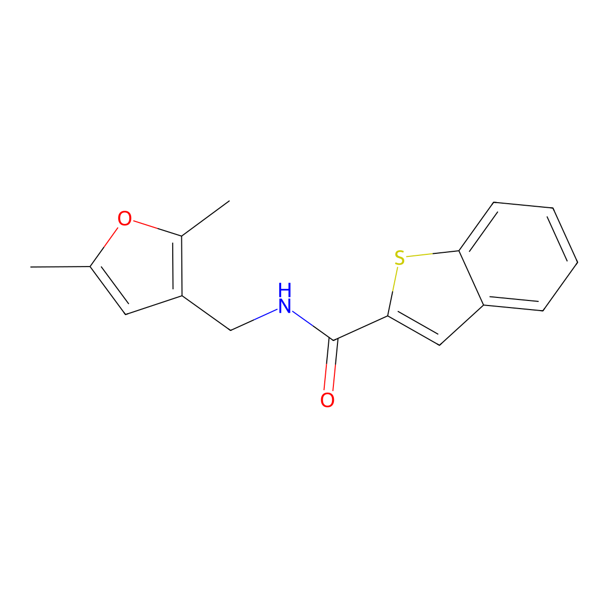N-((2,5-dimethylfuran-3-yl)methyl)benzo[b]thiophene-2-carboxamide molecular structure, CAS 1626725-58-3