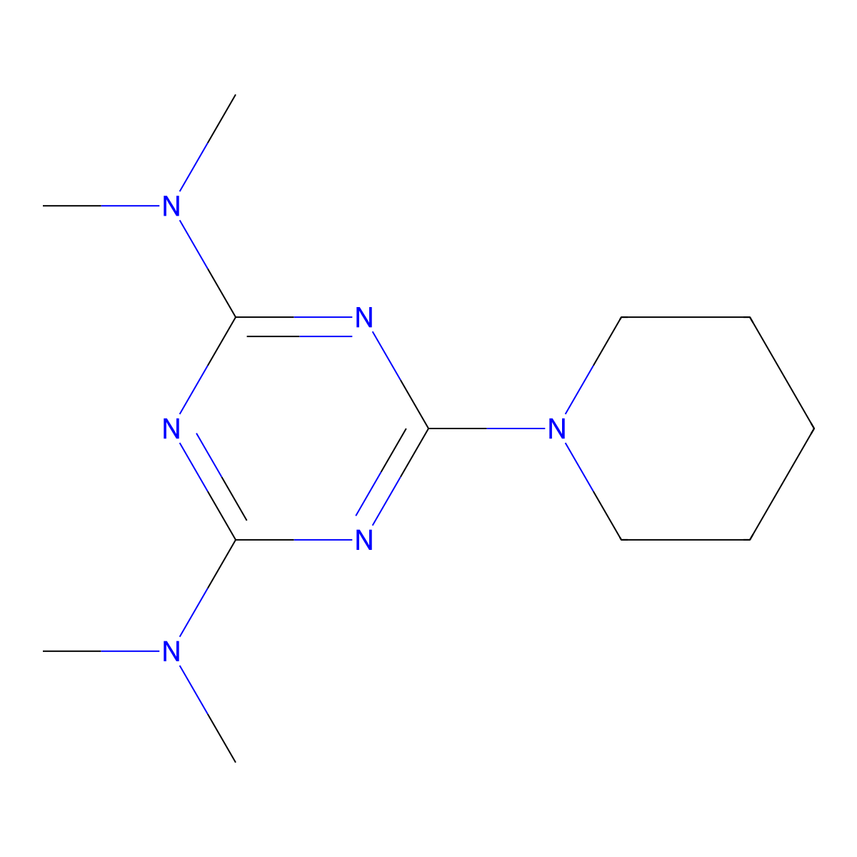 1,3,5-Triazine-2,4-diamine, N,N,N',N'-tetramethyl-6-(1-piperidinyl)- molecular structure, CAS 16268-79-4