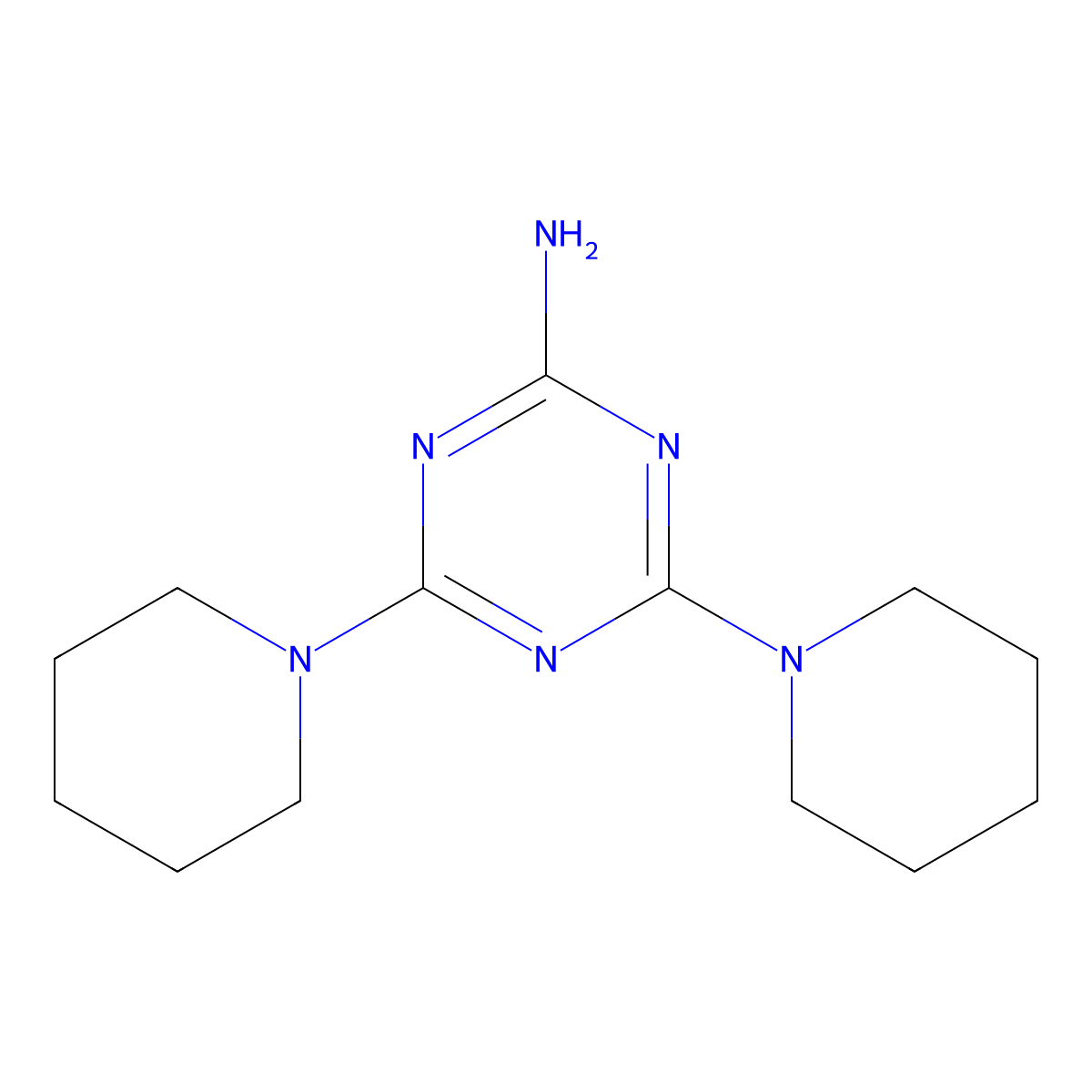 s-Triazine, 2-amino-4,6-dipiperidino- molecular structure, CAS 16268-88-5