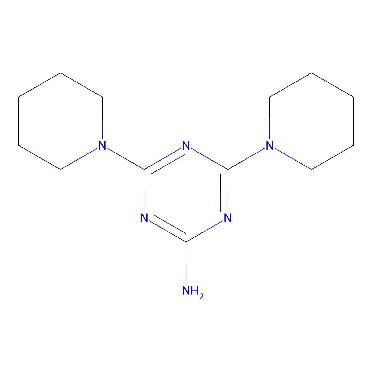 s-Triazine, 2-amino-4,6-dipiperidino- molecular structure, CAS 16268-88-5