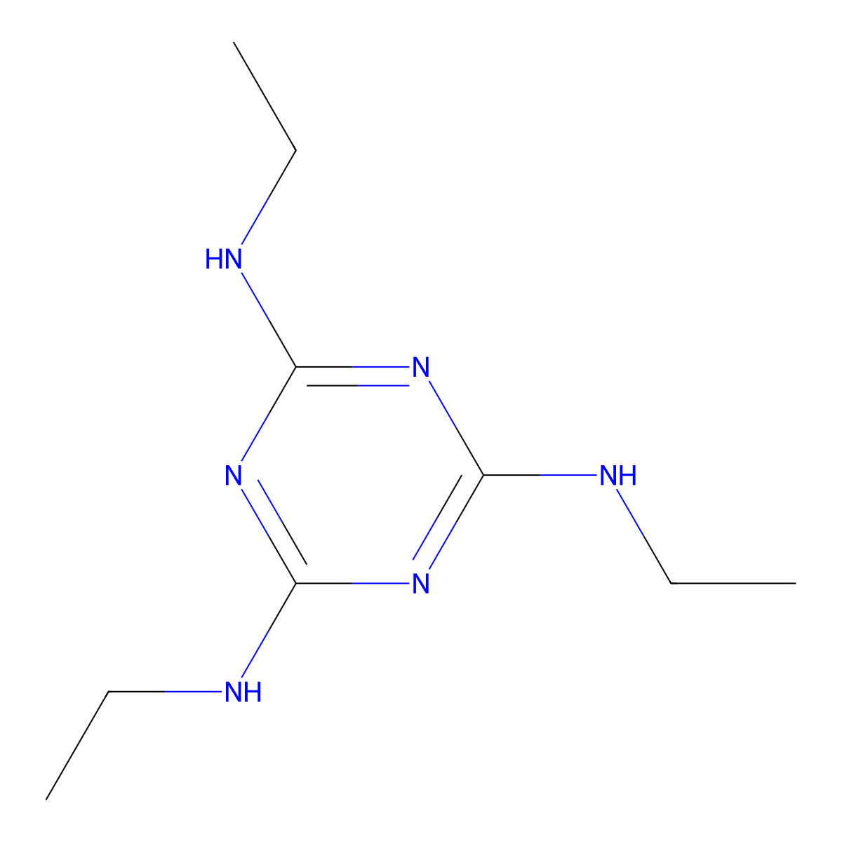 Triethylmelamine molecular structure, CAS 16268-92-1
