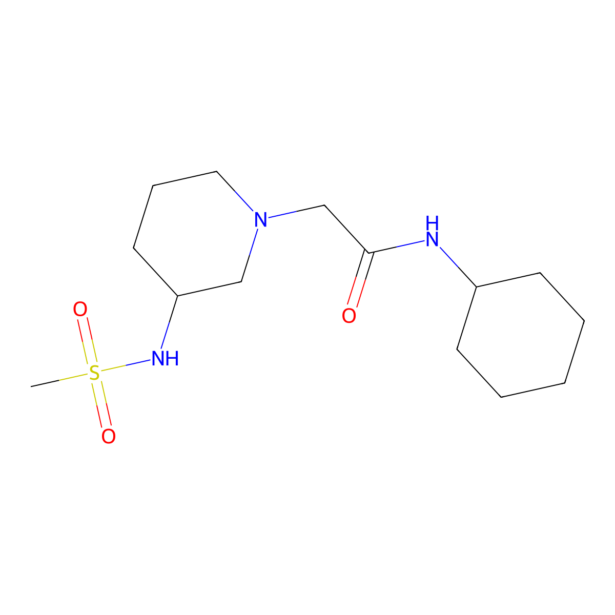 N-cyclohexyl-2-(3-methanesulfonamidopiperidin-1-yl)acetamide molecular structure, CAS 1626825-09-9