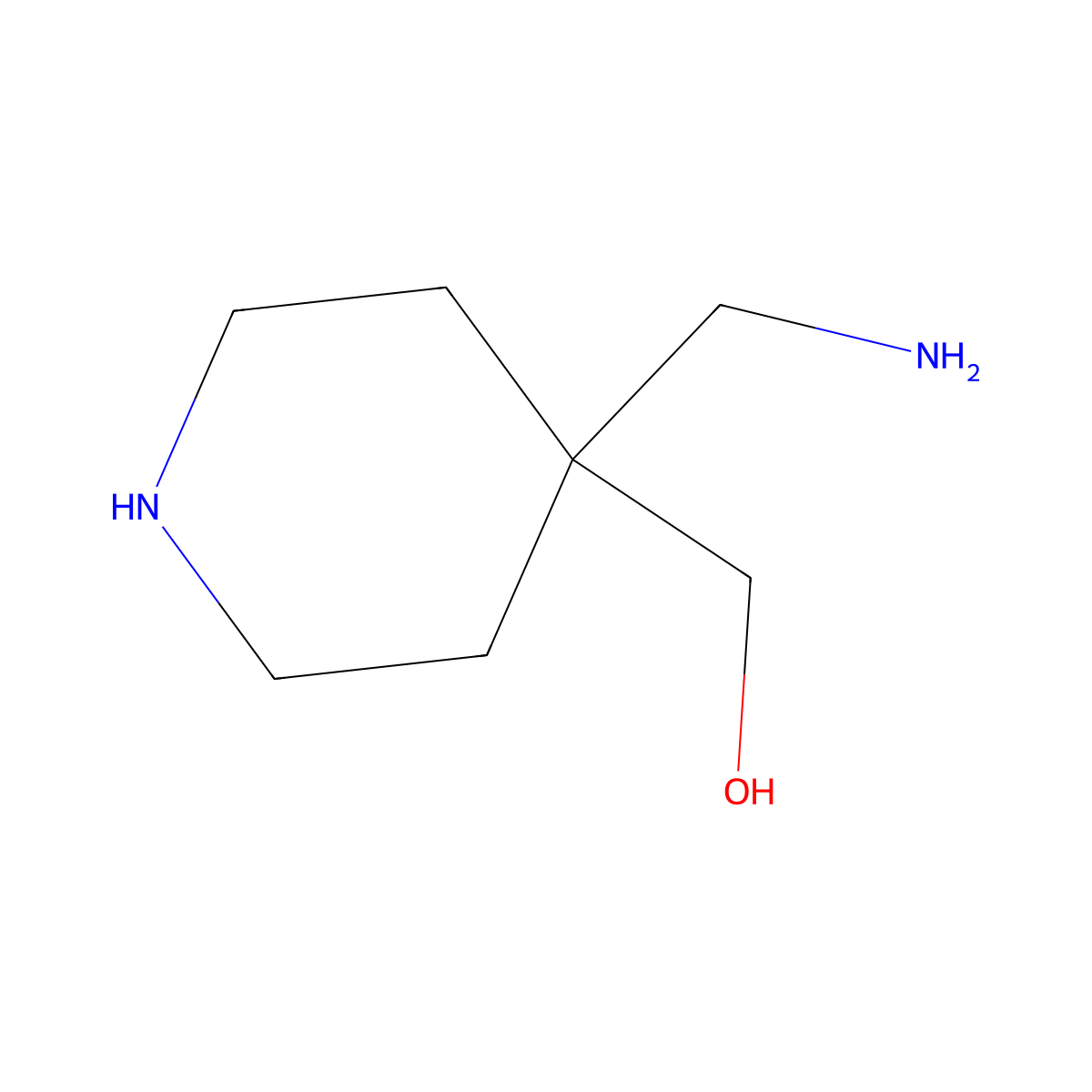 4-(aminomethyl)-4-Piperidinemethanol molecular structure, CAS 162686-55-7