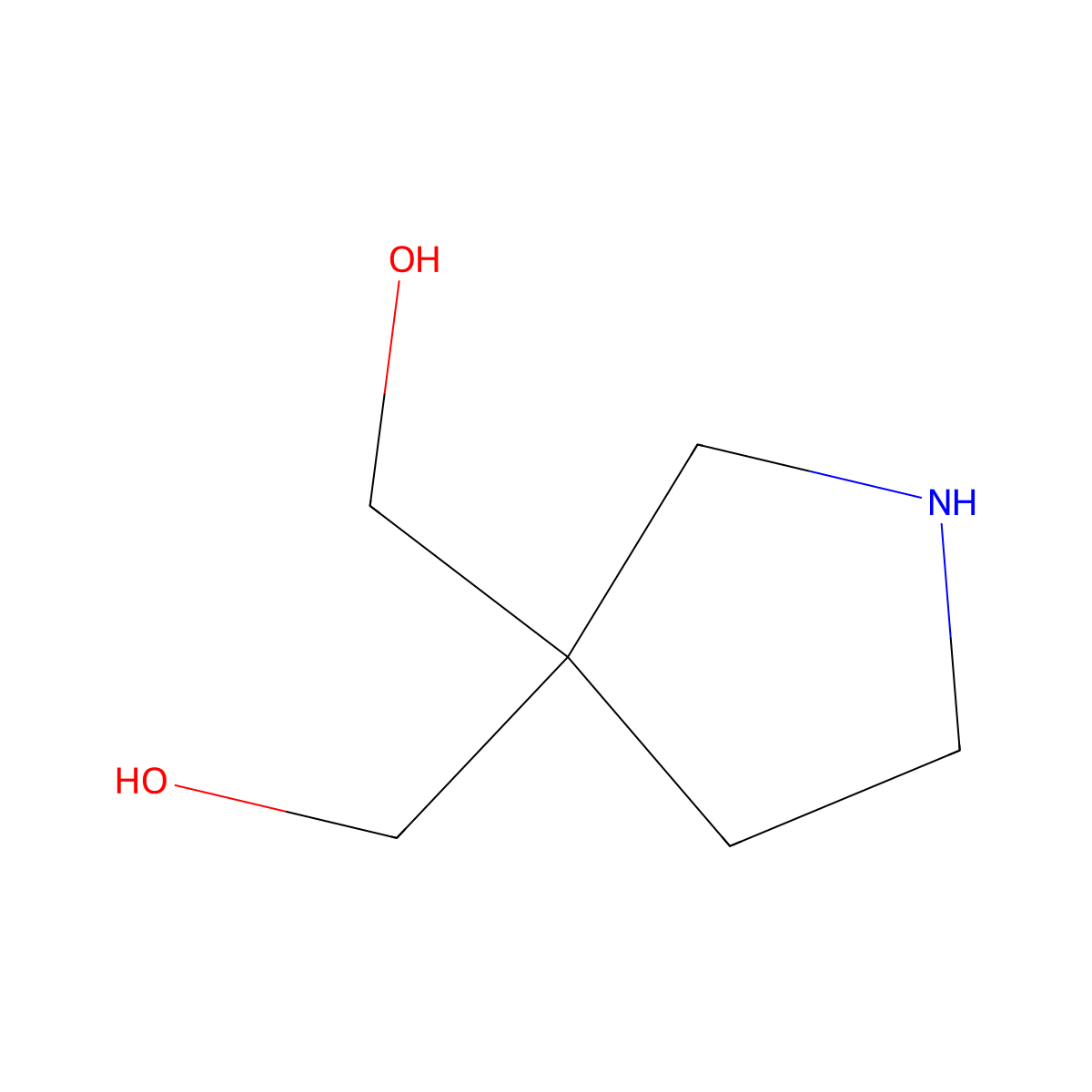 (3-(Hydroxymethyl)pyrrolidin-3-yl)methanol molecular structure, CAS 162687-17-4