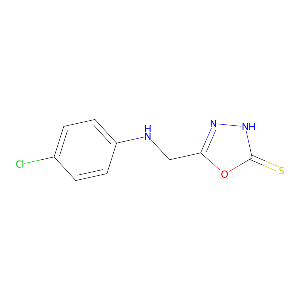 5-(((4-Chlorophenyl)amino)methyl)-1,3,4-oxadiazole-2-thiol molecular structure, CAS 162693-62-1
