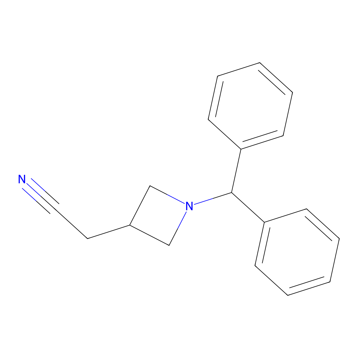 3-Cyanomethyl-1-benzhydryl azetidine molecular structure, CAS 162698-42-2