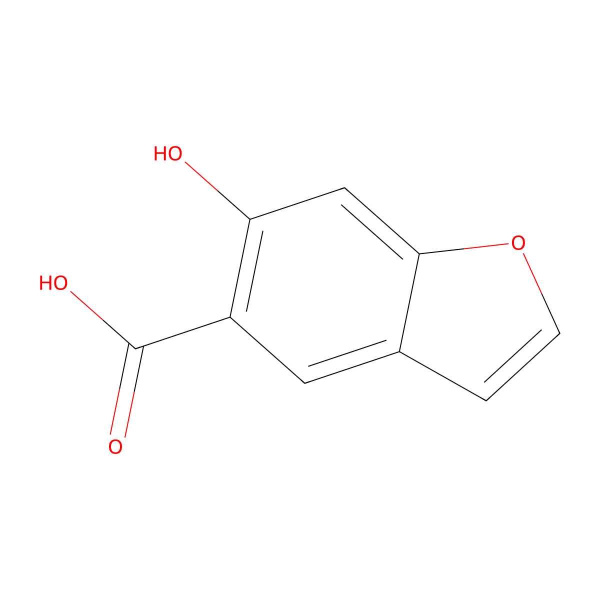 6-Hydroxy-1-benzofuran-5-carboxylic acid molecular structure, CAS 1627-21-0