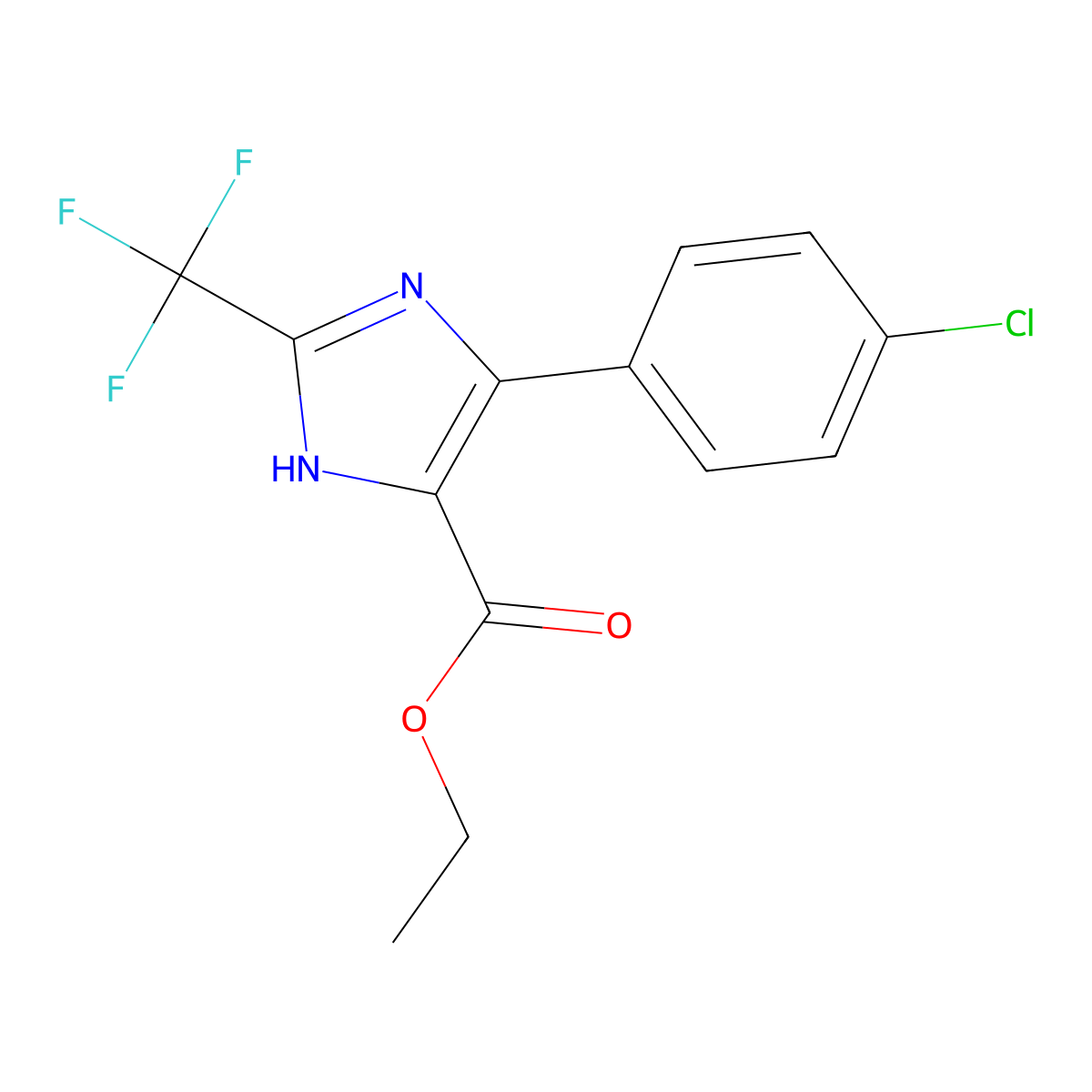 ethyl 4-(4-chlorophenyl)-2-(trifluoromethyl)-1H-imidazole-5-carboxylate molecular structure, CAS 162700-26-7