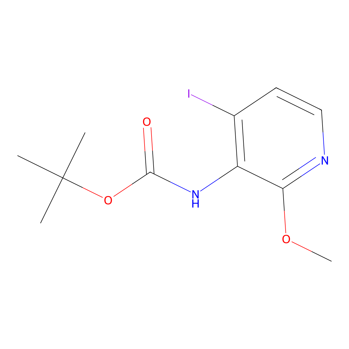 tert-Butyl (4-iodo-2-methoxypyridin-3-yl)carbamate molecular structure, CAS 162709-20-8