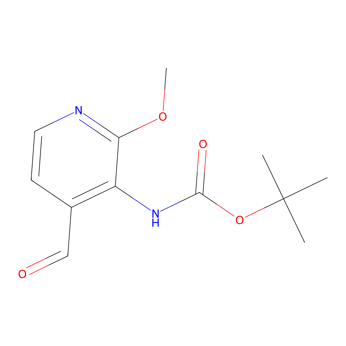 tert-Butyl (4-formyl-2-methoxypyridin-3-yl)carbamate molecular structure, CAS 162709-22-0