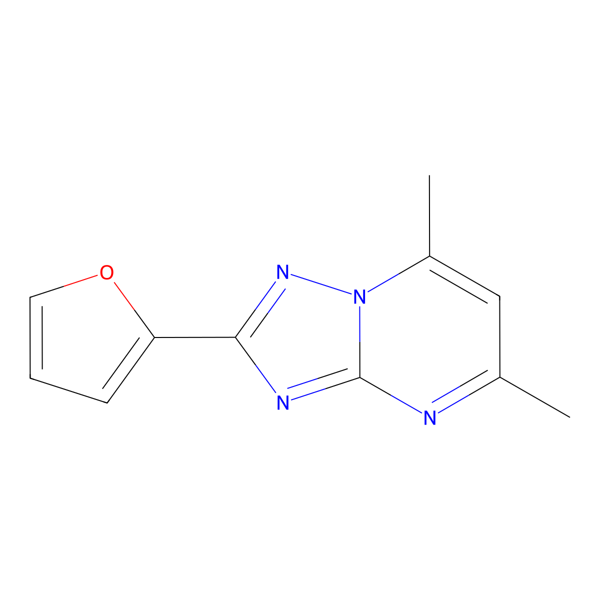2-(Furan-2-yl)-5,7-dimethyl-[1,2,4]triazolo[1,5-a]pyrimidine molecular structure, CAS 162711-66-2
