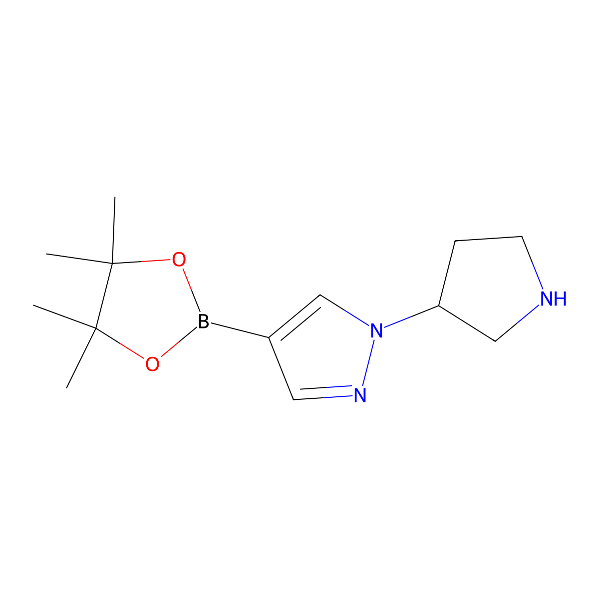 1-(Pyrrolidin-3-YL)-4-(4,4,5,5-tetramethyl-1,3,2-dioxaborolan-2-YL)-1H-pyrazole molecular structure, CAS 1627121-51-0