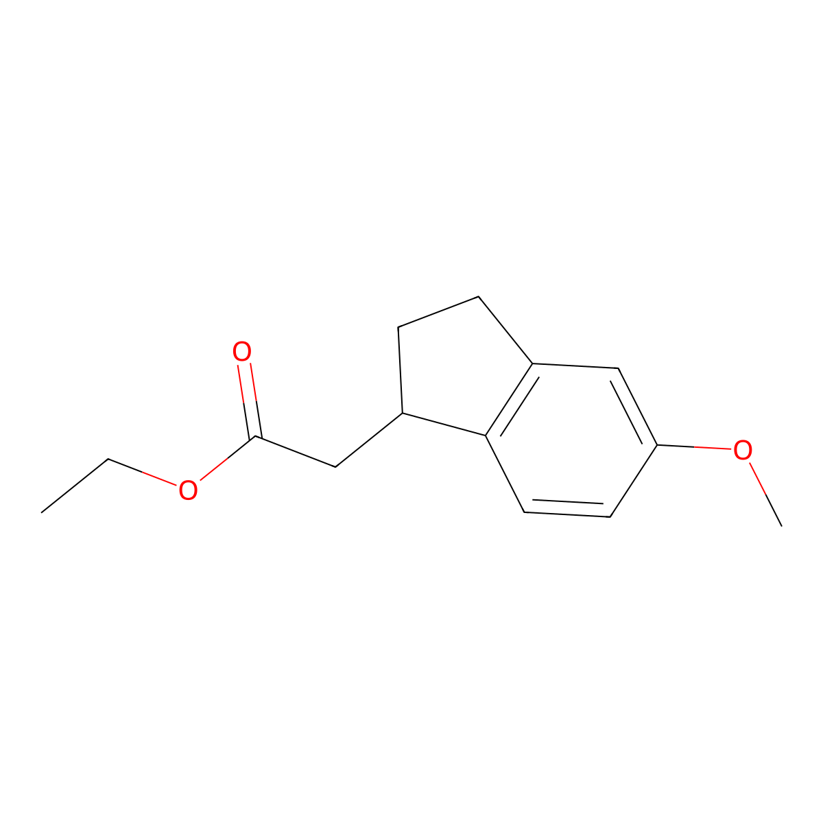 Ethyl 2-(5-methoxy-2,3-dihydro-1H-inden-1-yl)acetate molecular structure, CAS 162713-88-4