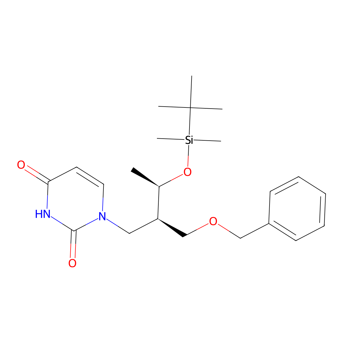 (2R,3R)-1-Benzyloxy-3-(tert-butyldimethylsiloxy)-2-((3,4-dihydro-2,4-dioxopyrimidin-1(2H)-yl)methyl)butane molecular structure, CAS 1627139-99-4