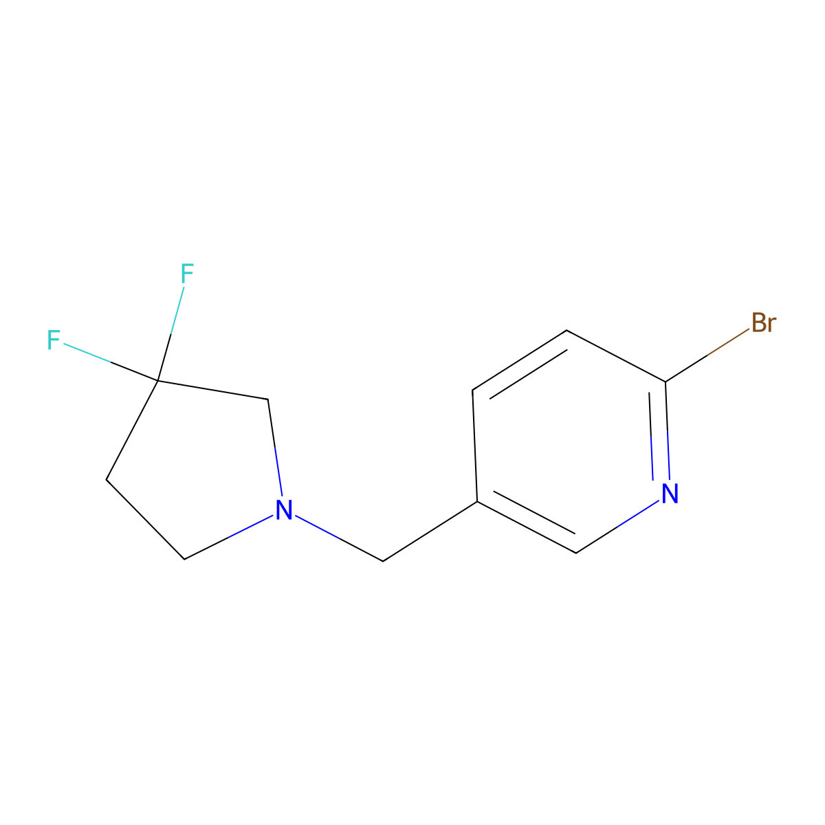 2-Bromo-5-(3,3-difluoro-pyrrolidin-1-ylmethyl)-pyridine molecular structure, CAS 1627143-74-1
