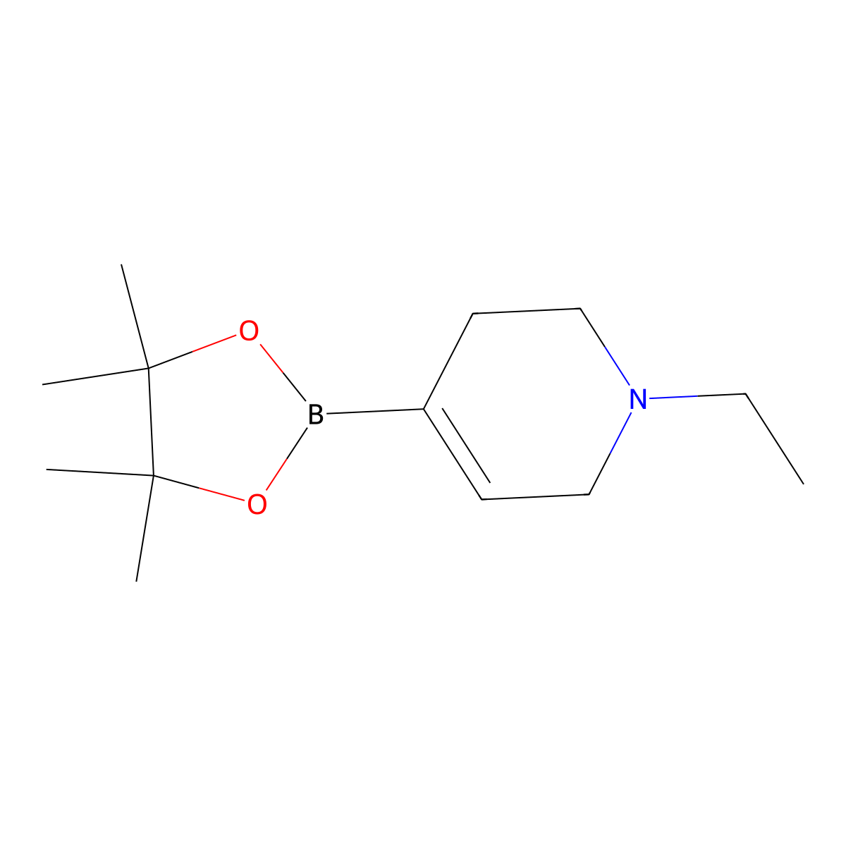1-Ethyl-4-(4,4,5,5-tetramethyl-1,3,2-dioxaborolan-2-YL)-1,2,3,6-tetrahydropyridine molecular structure, CAS 1627158-64-8
