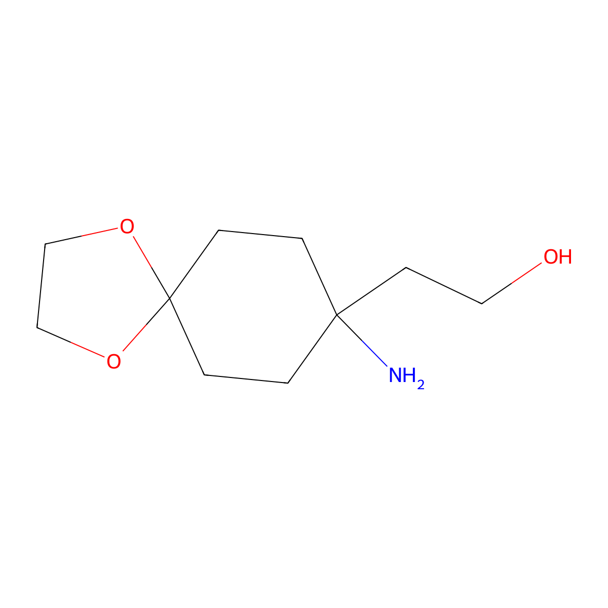 2-{8-Amino-1,4-dioxaspiro[4.5]decan-8-yl}ethan-1-ol molecular structure, CAS 1627209-42-0