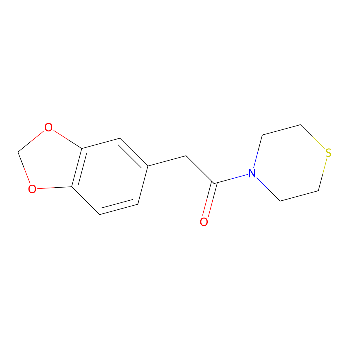 2-(1,3-Benzodioxol-5-yl)-1-(4-thiomorpholinyl)ethanone molecular structure, CAS 1627300-15-5
