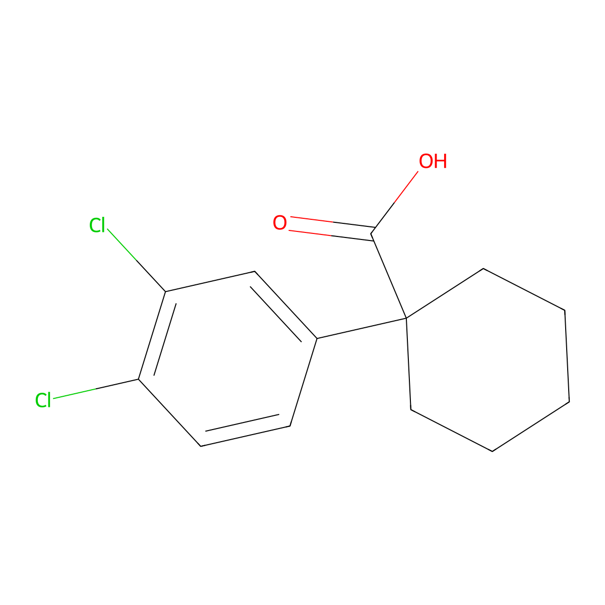 1-(3,4-Dichlorophenyl)cyclohexane-1-carboxylic acid molecular structure, CAS 162733-00-8