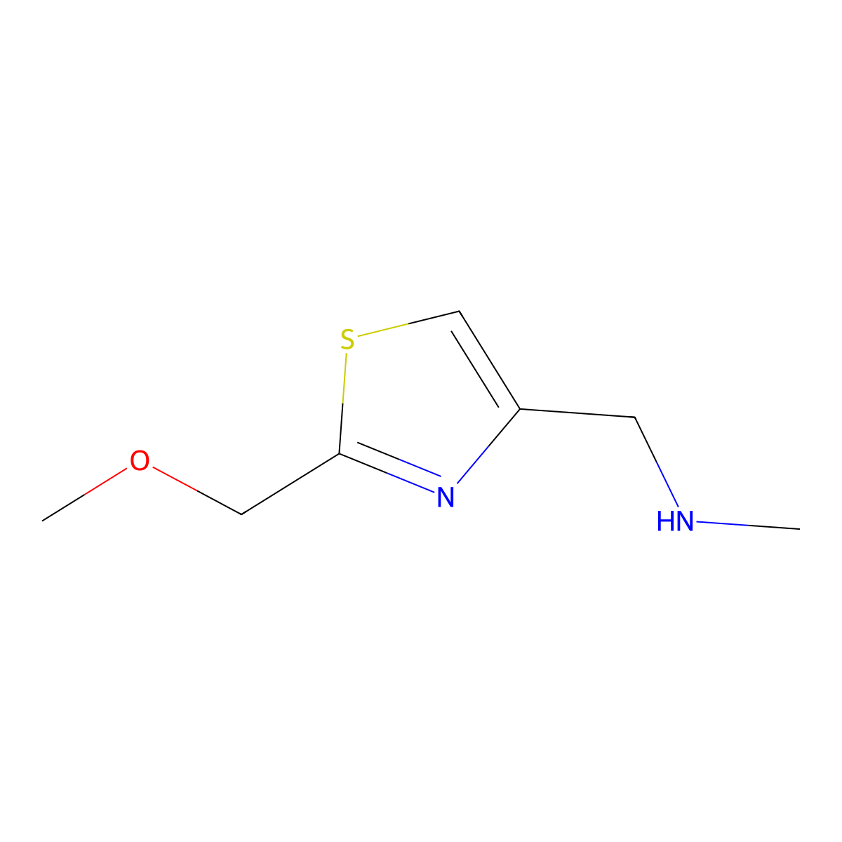 1-(2-(Methoxymethyl)thiazol-4-yl)-N-methylmethanamine molecular structure, CAS 162740-02-5
