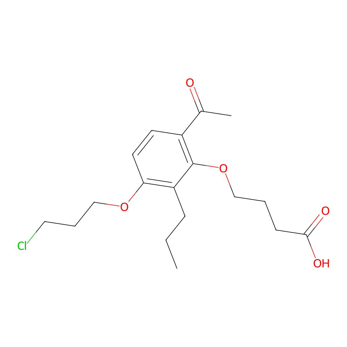 4-[6-Acetyl-3-(3-chloropropoxy)-2-propylphenoxy]butanoic acid molecular structure, CAS 162747-64-0