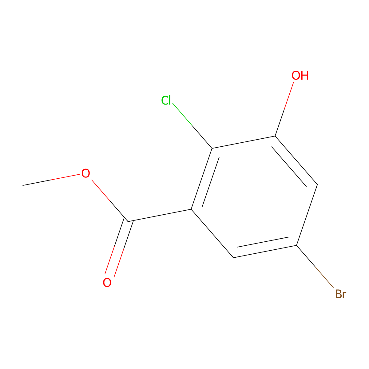 Methyl 5-bromo-2-chloro-3-hydroxybenzoate molecular structure, CAS 1627564-31-1