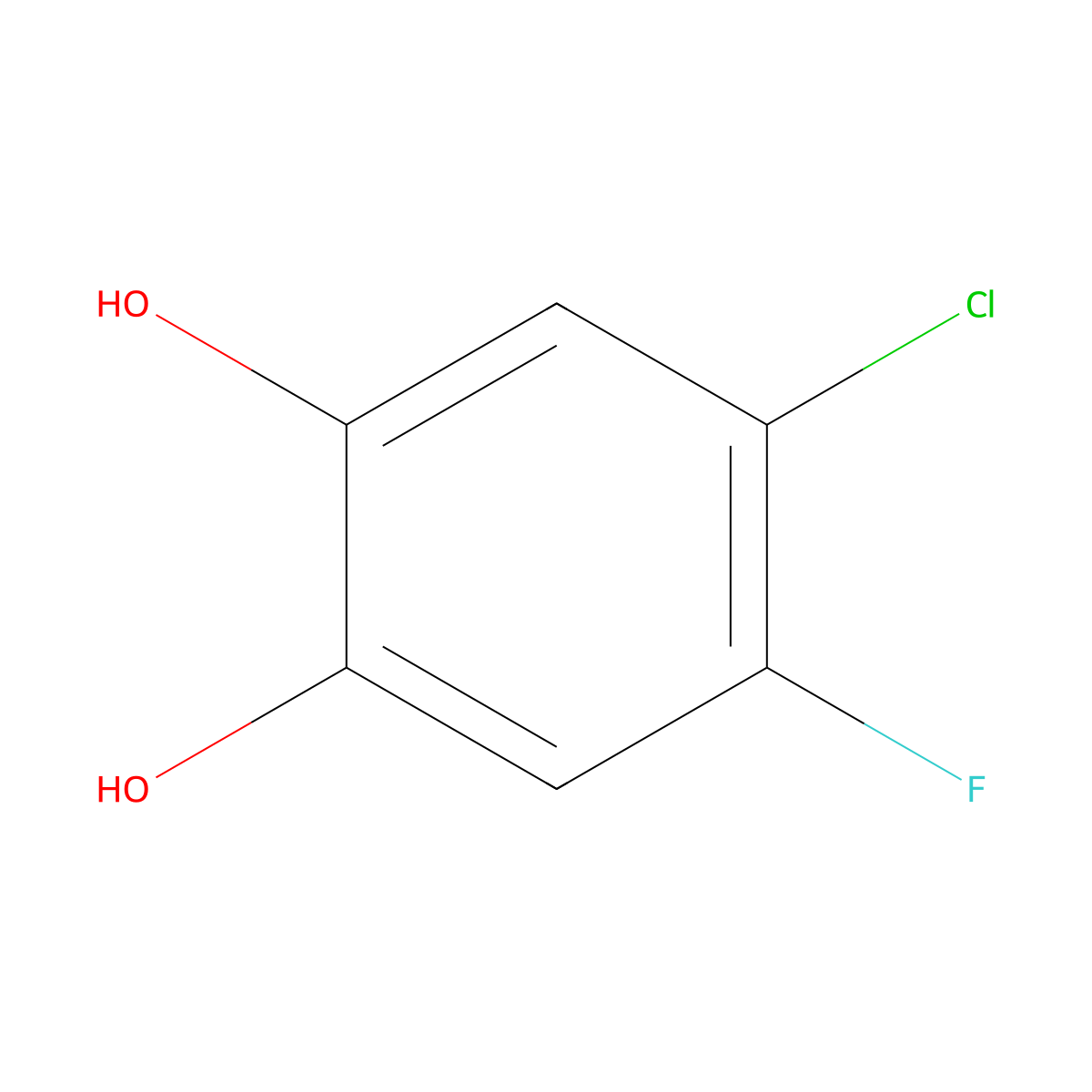 4-Chloro-5-fluoro-1,2-benzenediol molecular structure, CAS 162757-54-2