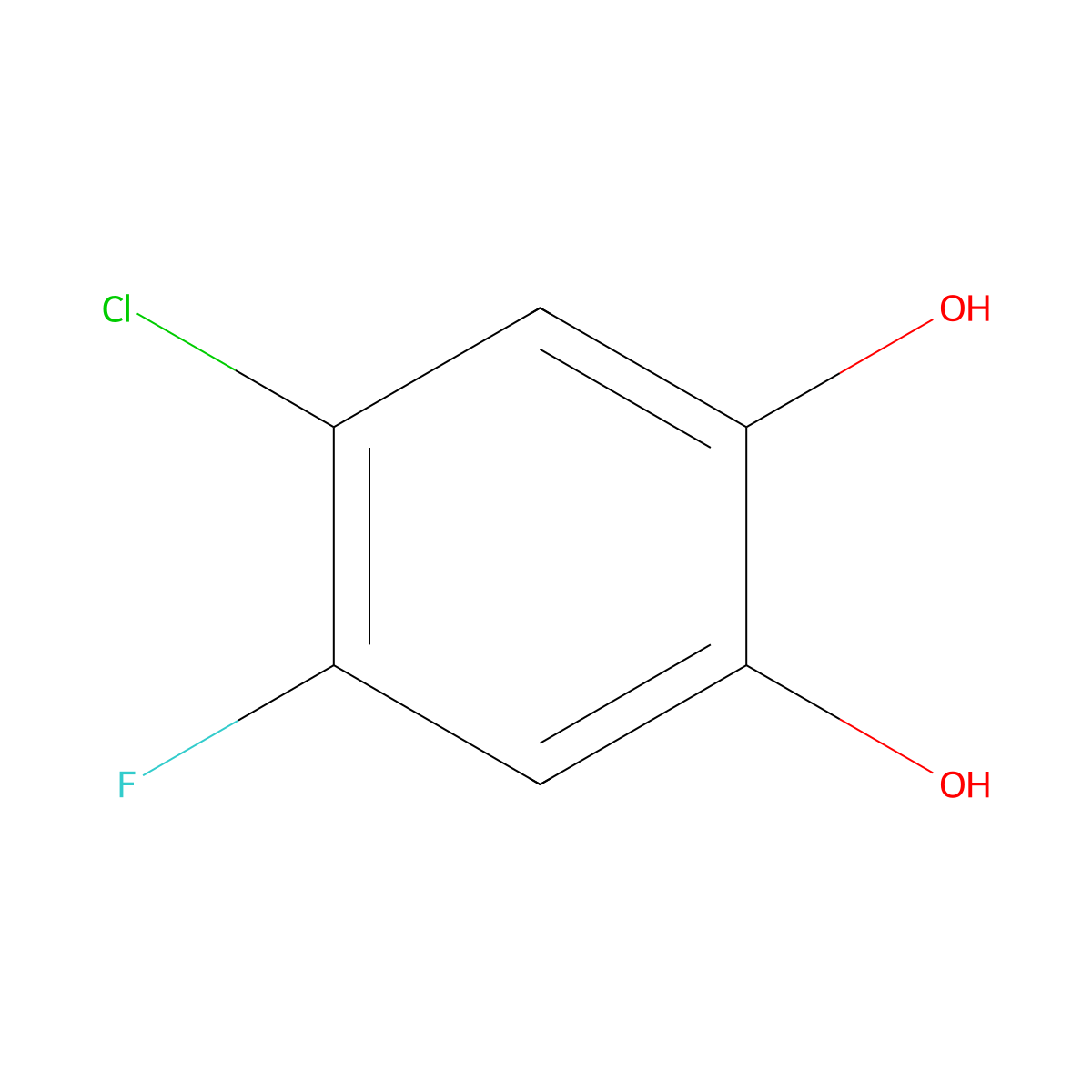 4-Chloro-5-fluoro-1,2-benzenediol molecular structure, CAS 162757-54-2