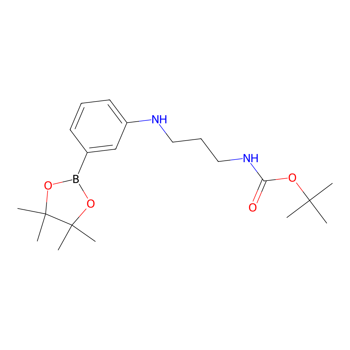 Tert-butyl 3-(3-(4,4,5,5-tetramethyl-1,3,2-dioxaborolan-2-yl)phenylamino)propylcarbamate molecular structure, CAS 1627580-20-4