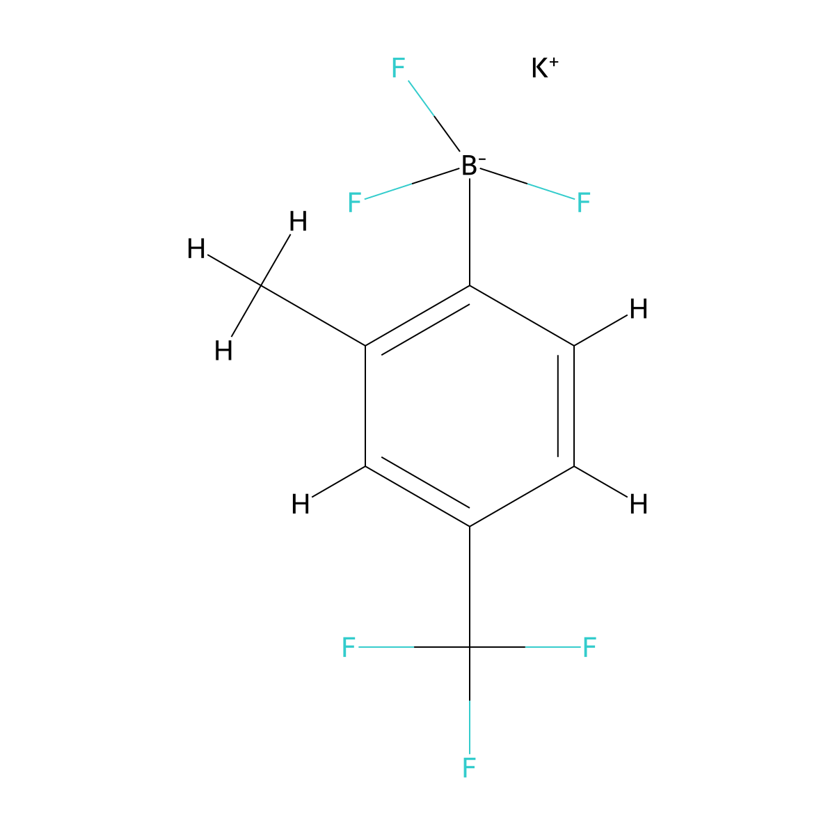 Potassium trifluoro[2-methyl-4-(trifluoromethyl)phenyl]boranuide molecular structure, CAS 1627590-07-1